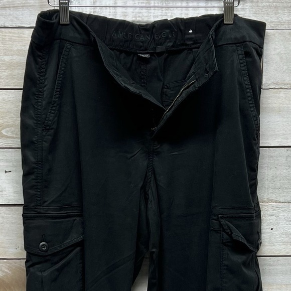 American Eagle Pants Womens 10 Black Cargo Baggy Wide Leg High Rise Grunge - Picture 6 of 12
